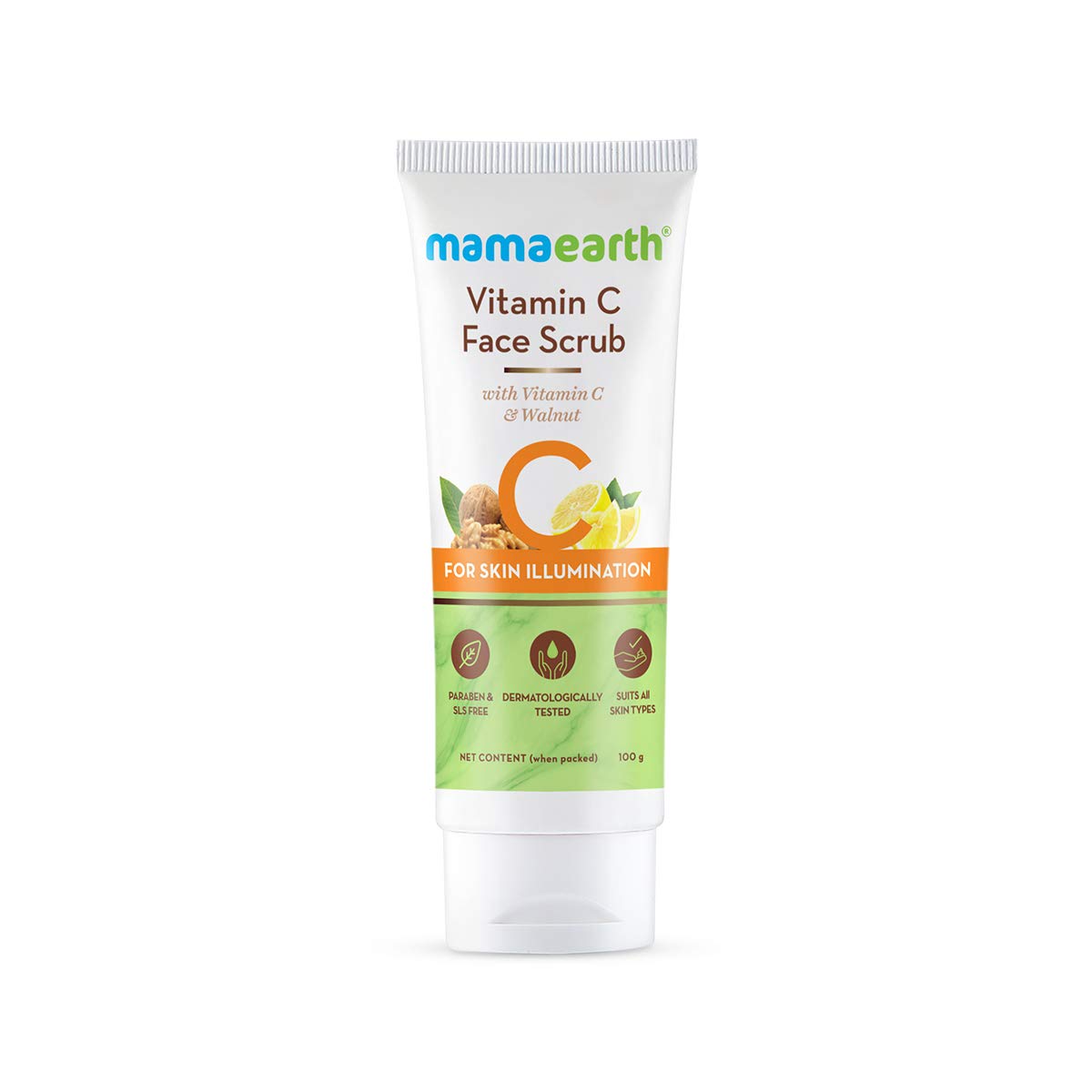 Mamaearth Vitamin C Face Scrub with Walnut & Saffron for Glowing Skin | Gently Exfoliates & Removes Tan | For Men & Women, All Skin Types | 3.53 oz (100g)