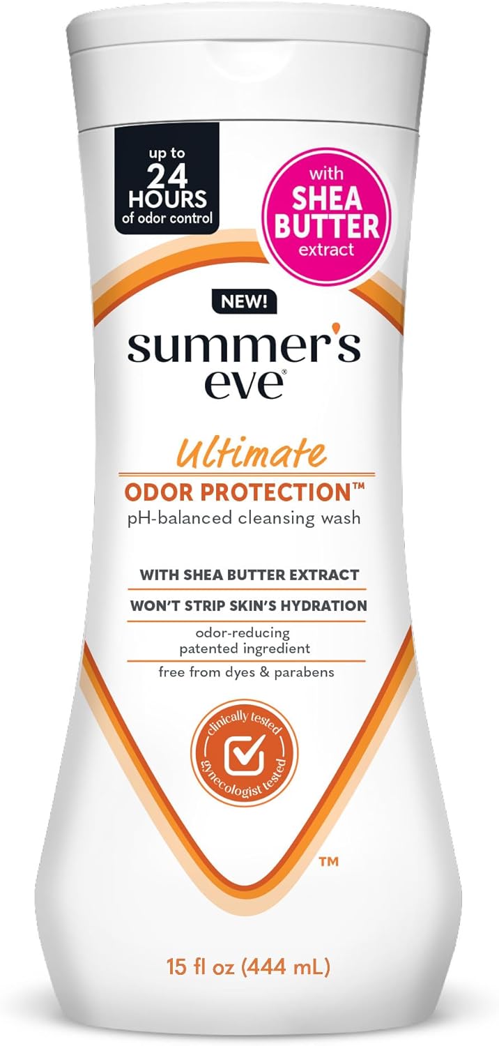 Summer’s Eve Ultimate Odor Protection Feminine Wash with Shea Butter – Up to 24 Hour Vaginal Odor Control, pH Balanced Formula, Clinically & Gynecologist Tested Intimate Body Wash – 15 Fl Oz