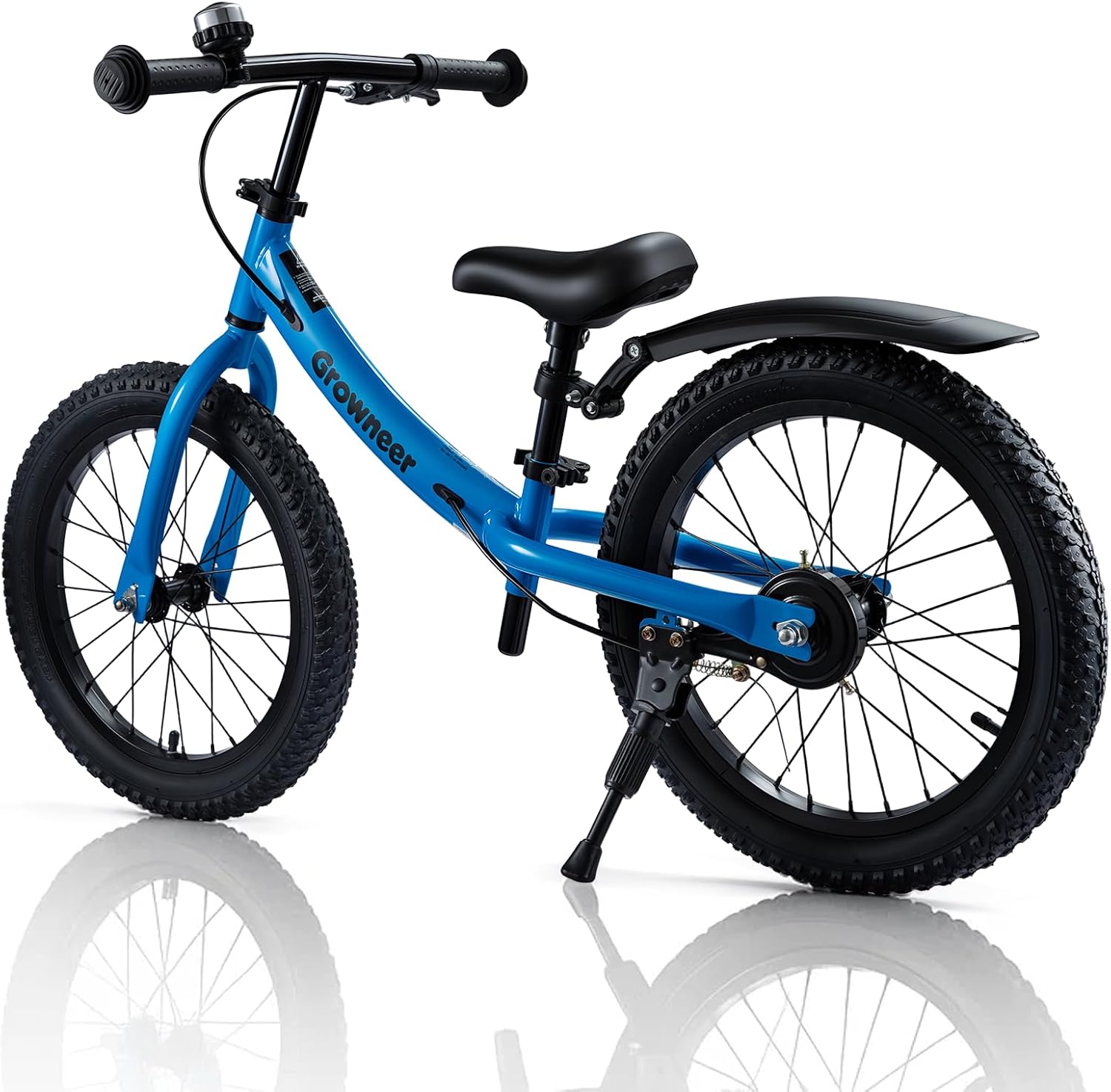 GROWNEER 16″ Kids Balance Bike for 4-8 Year Old Boys Girls, Lightweight High Carbon Steel Frame Bicycle, Adjustable Padded Seat & Handlebars, Rear Brake, All-Terrain, Blue