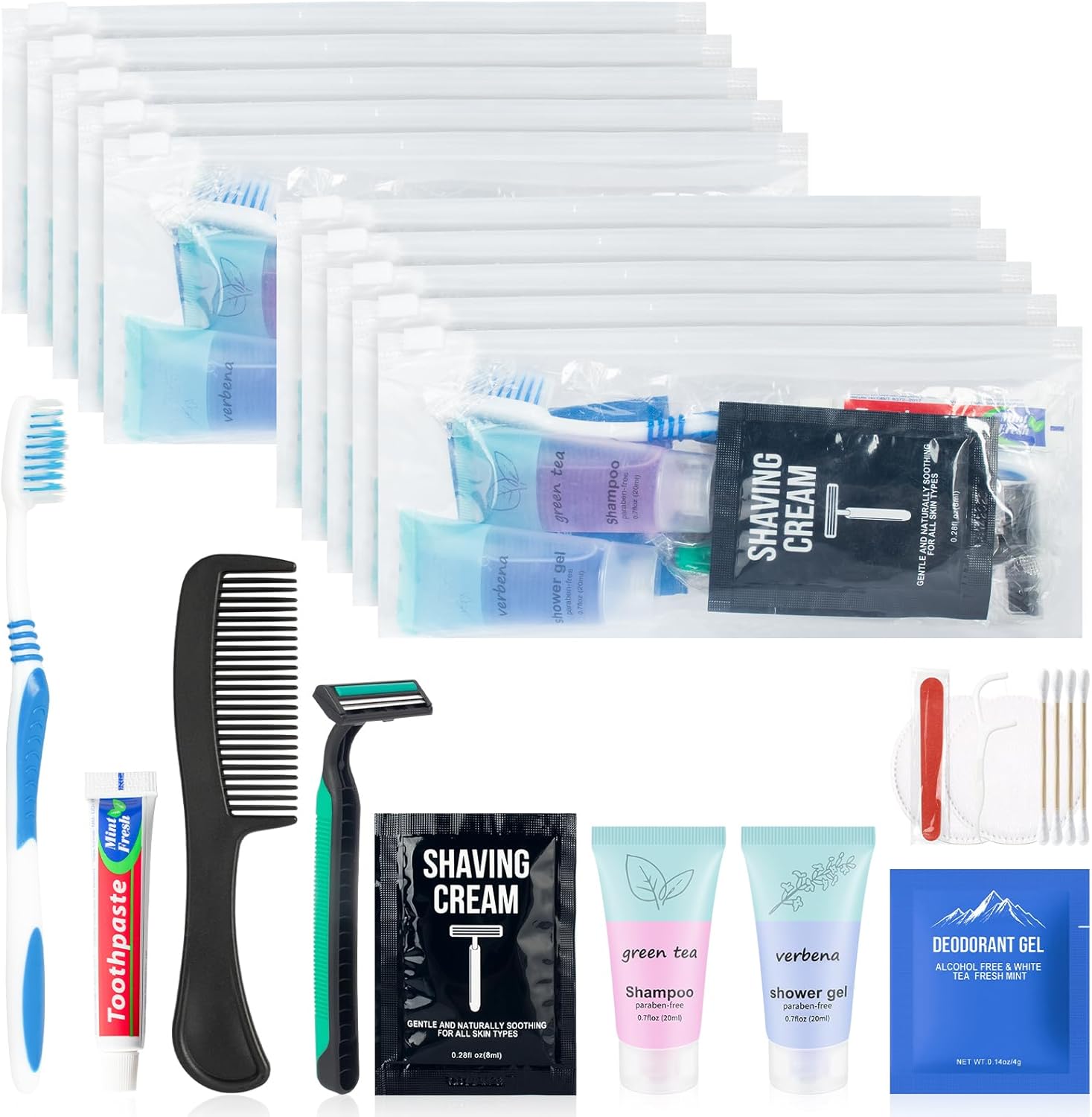 Homeless Kit Bulk Travel Size Toiletries Kit,Bulk Homeless Care Package Supplies in Zip Pouch,Toiletries Set for Men Women