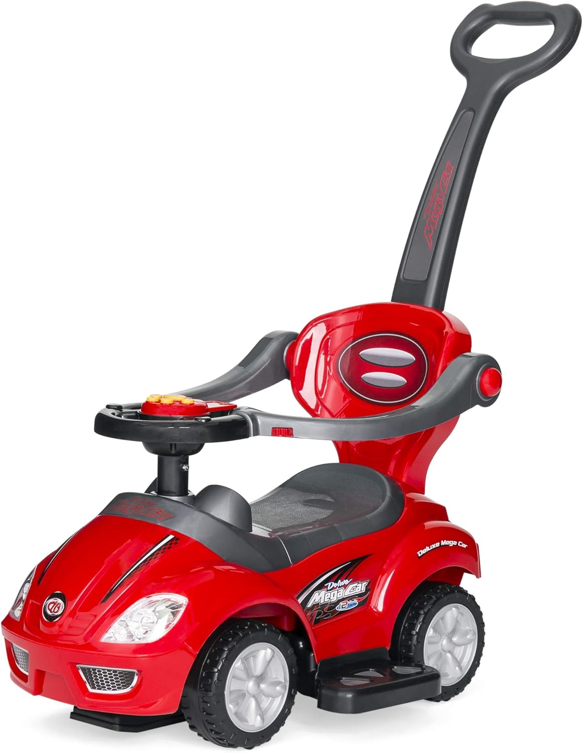 Best Choice Products Kids 3-in-1 Push and Pedal Car Toddler Ride On w/Handle, Horn, Music – Red